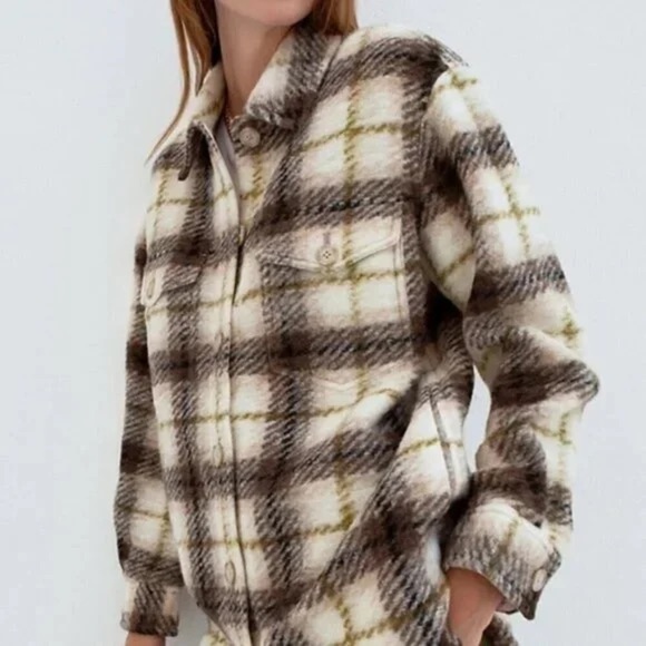 Aritzia Jackets & Blazers - Aritzia Wilfred Free Small Wool Blend Plaid Button Down Shirt Jacket Shacket